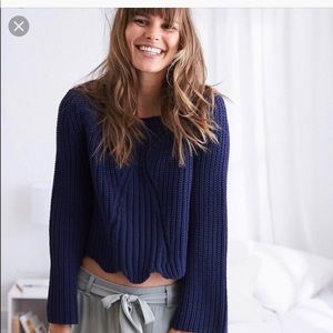 Navy Cable Knit Sweater - Aerie